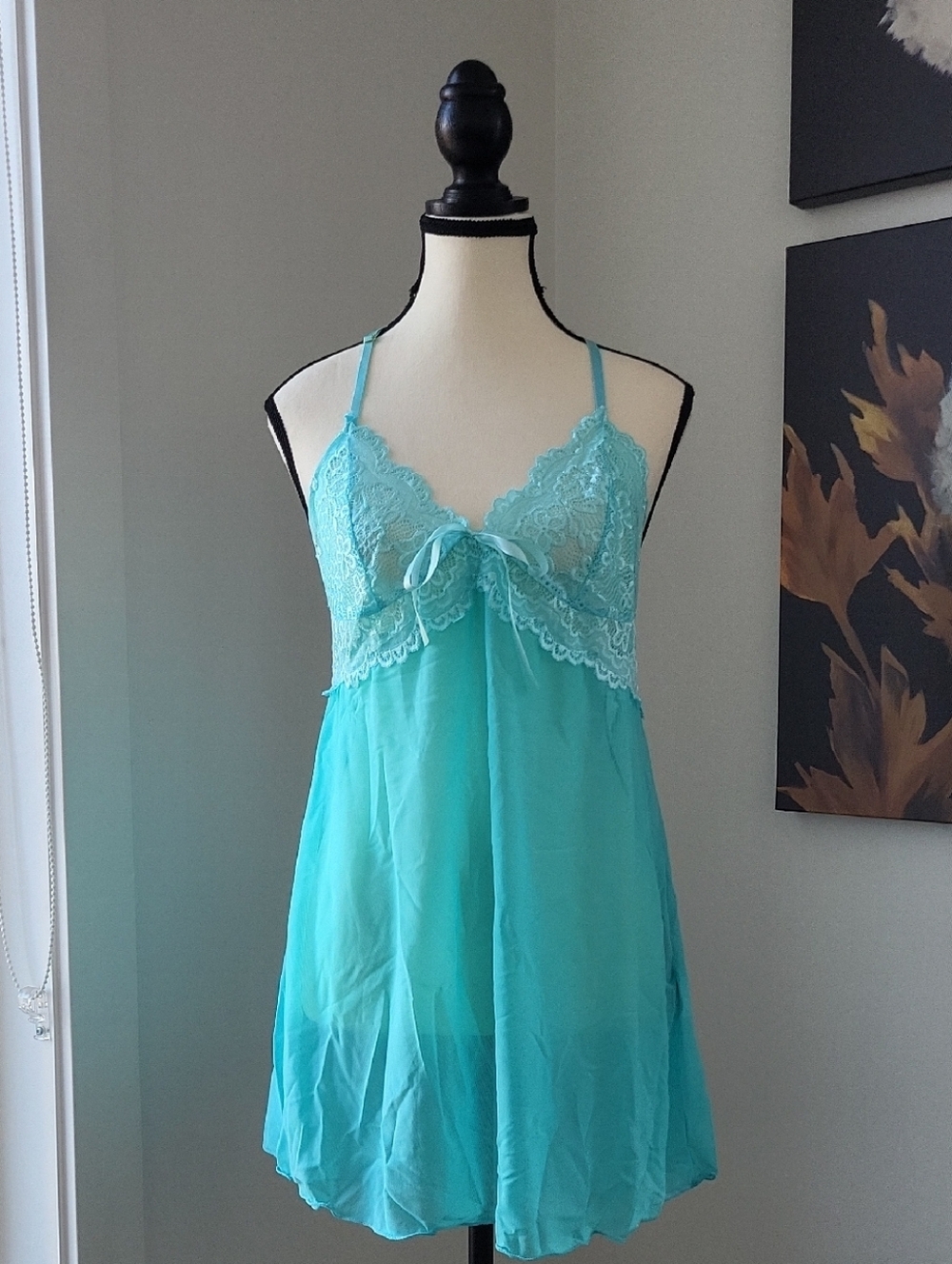 3/$30 Aqua Lace Babydoll Chemise - Women's Intimates